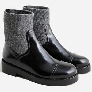 NEW J. Crew Black Rib Cuff Boots Italian Leather